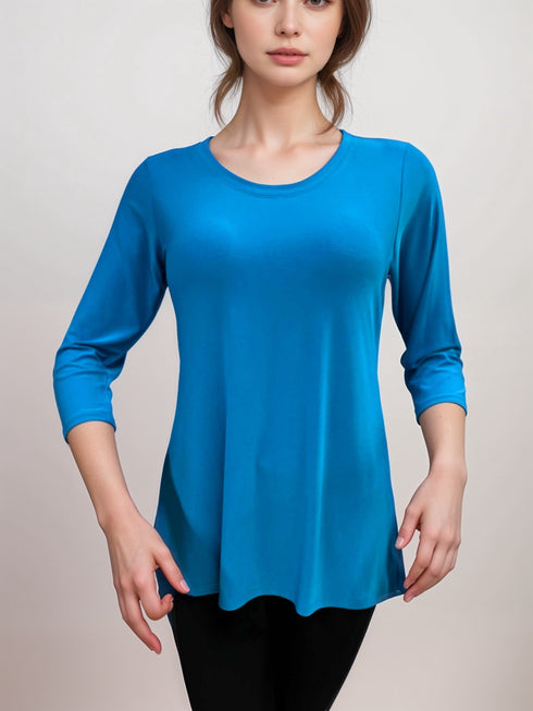 Elegant 3/4-Sleeve Color Shirt - T311